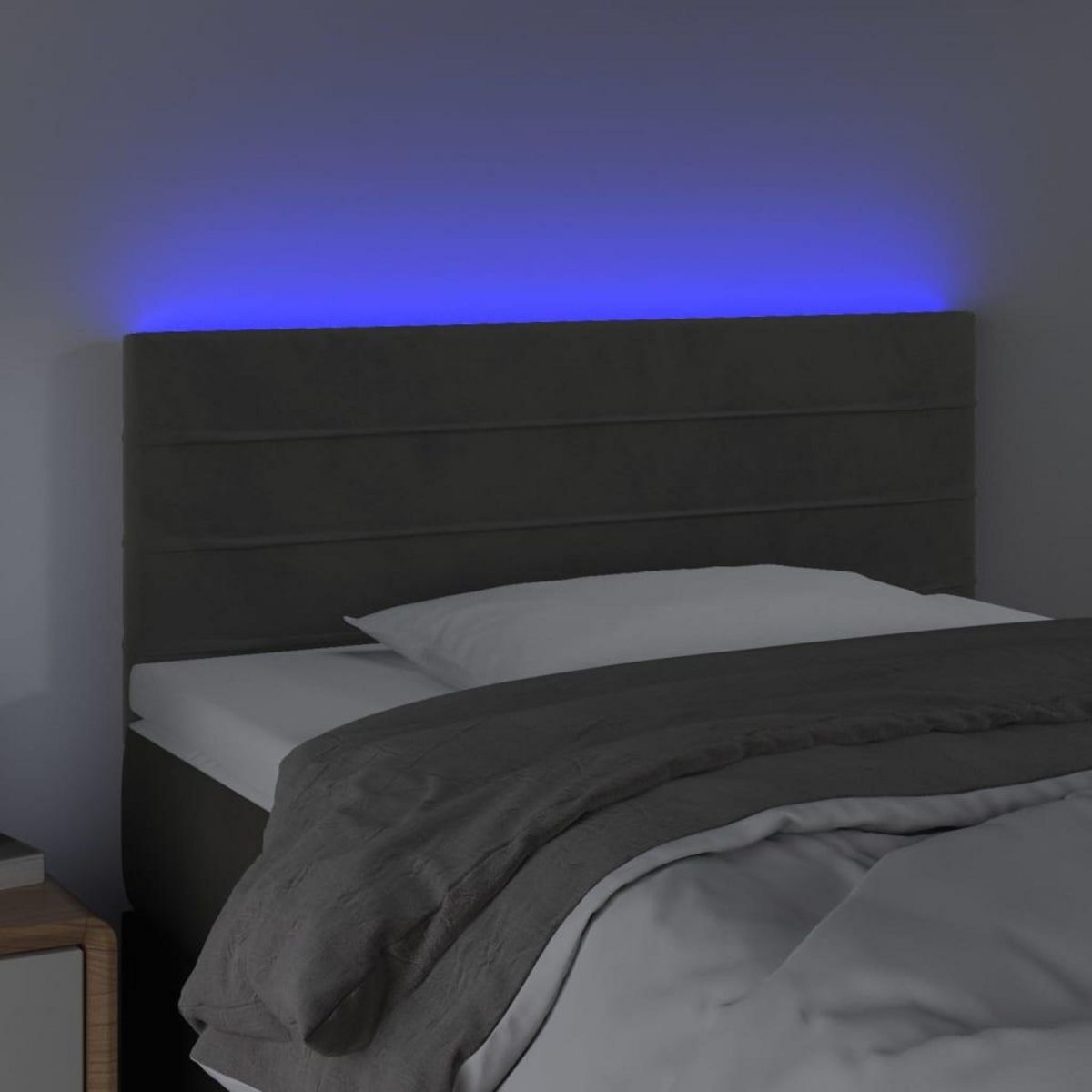 VIDAXL Tete de lit a LED Gris fonce 90x5x78/88 cm Velours