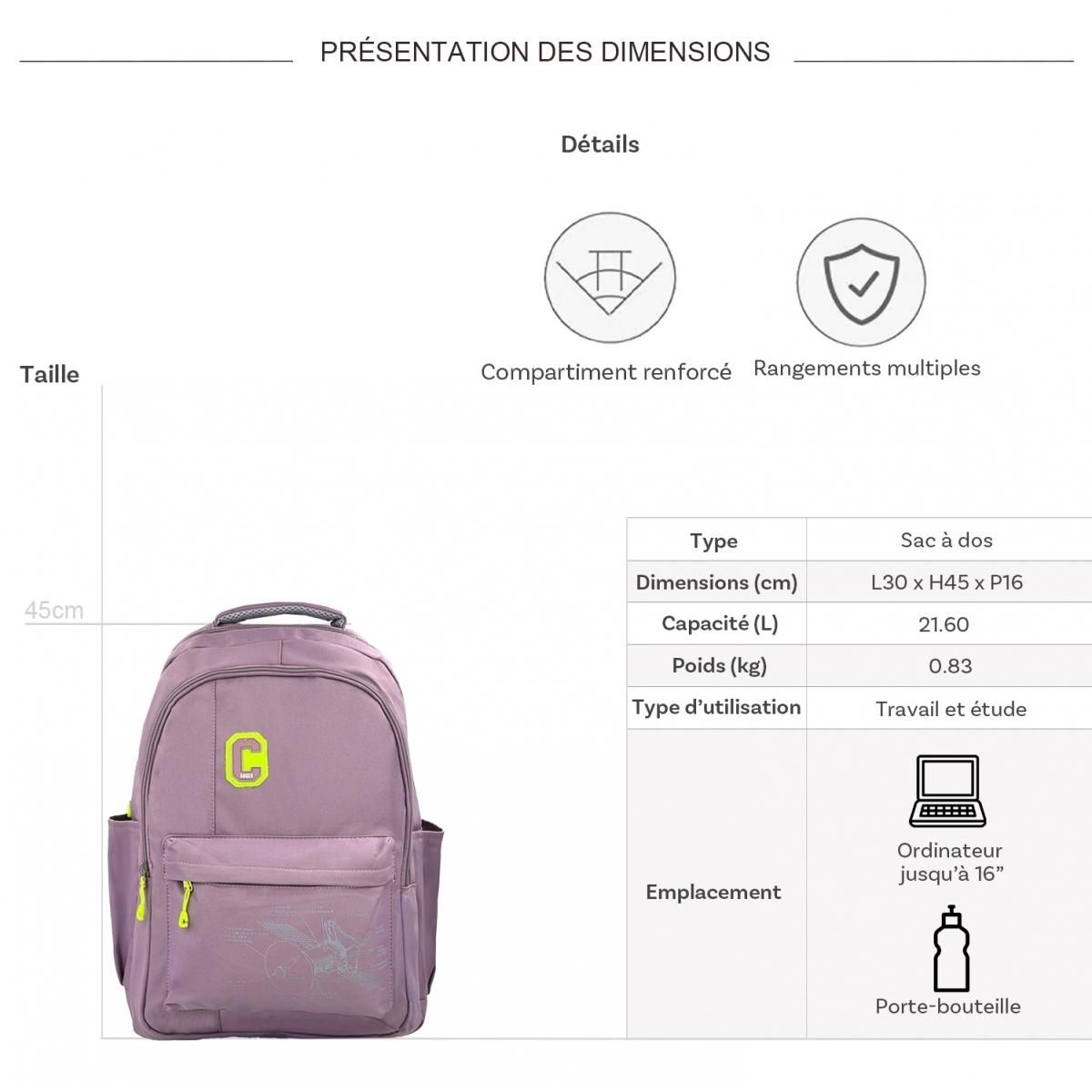 Cactus Sac à dos porte-ordinateur 16