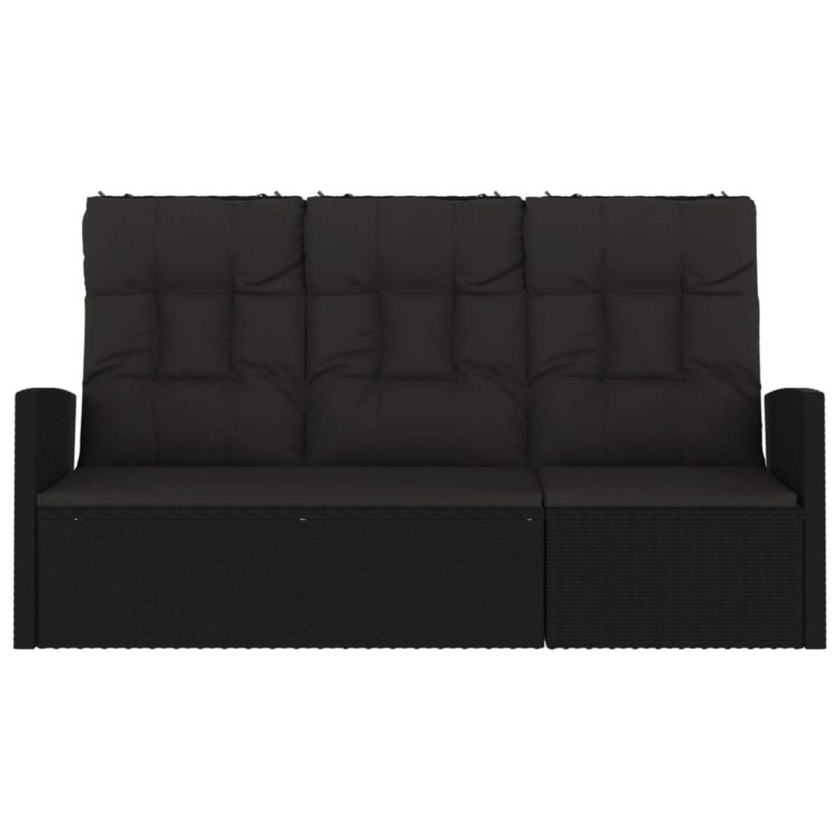 VIDAXL Banc de jardin inclinable et coussins noir 173cm resine tressee