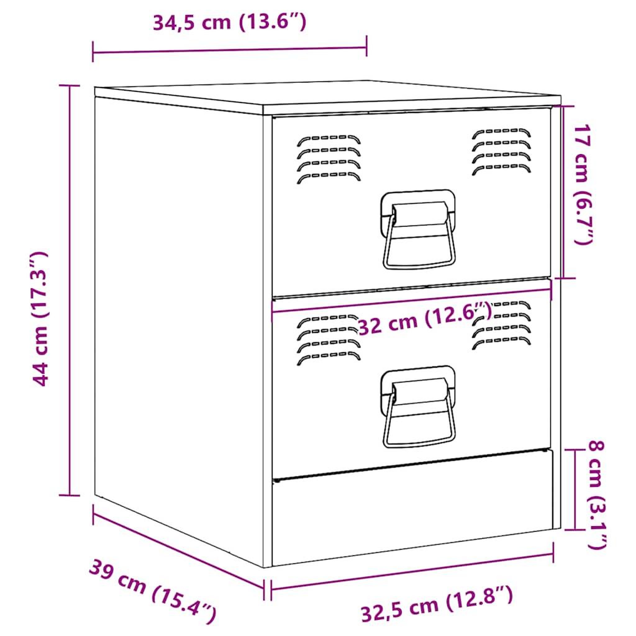 Voir la diapositive 6 : VIDAXL Table de chevet blanc 34,5x39x44 cm acier