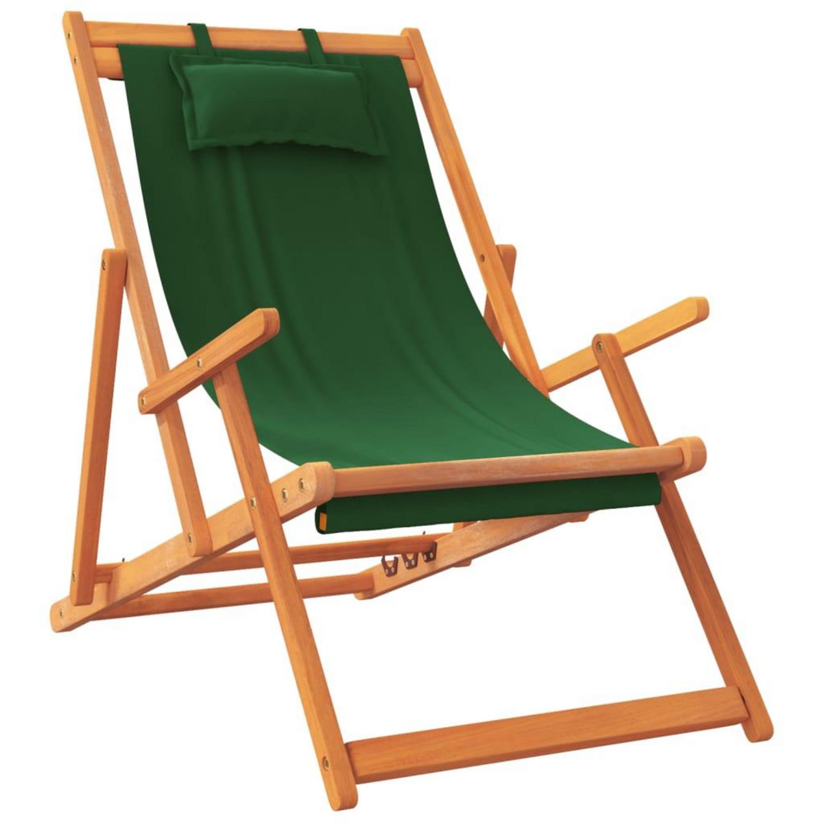 VIDAXL Chaises de plage pliables lot de 2 vert tissu