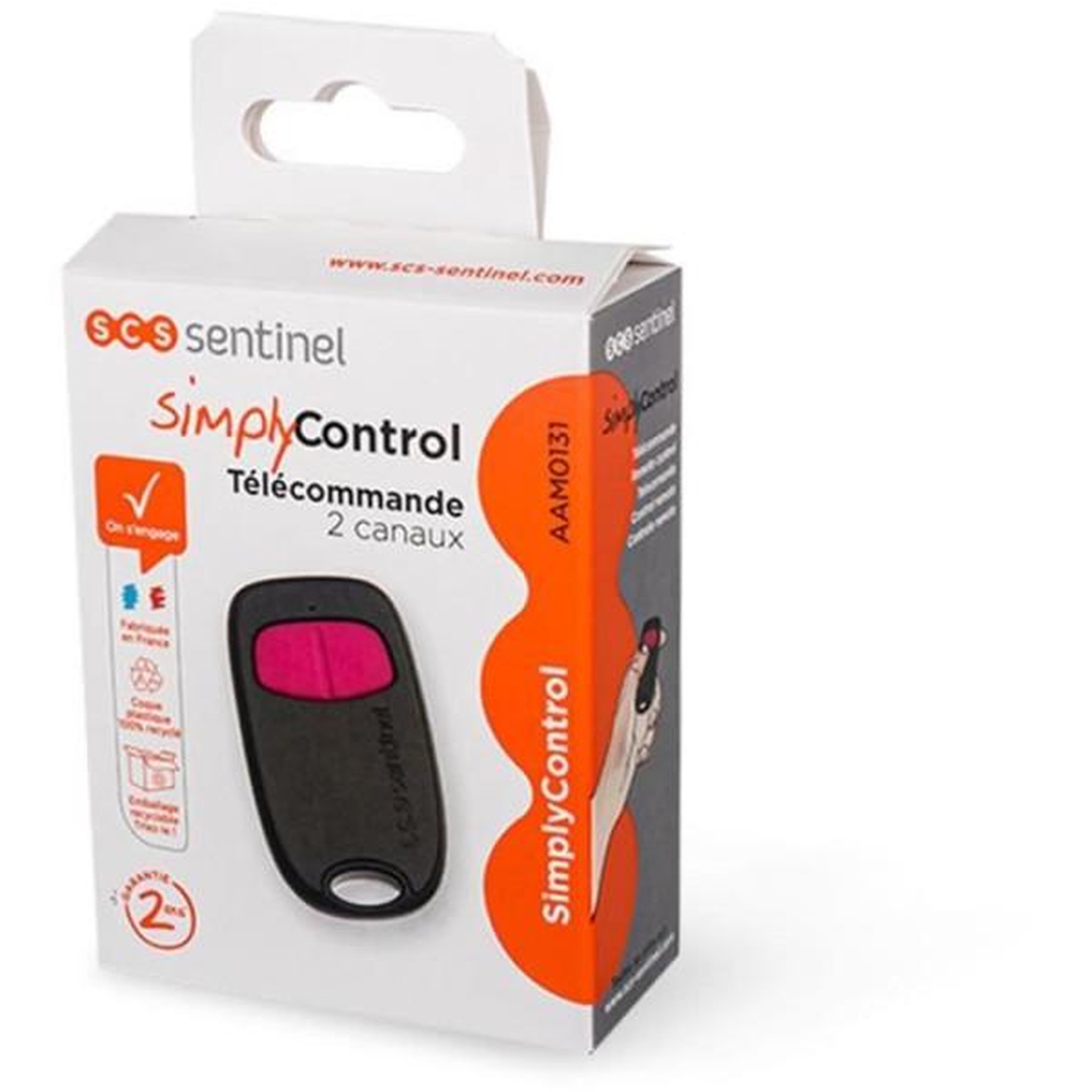 Voir la diapositive 6 : SCS SENTINEL Télécommande 2 canaux - SCS SENTINEL - SimplyControl - Fuschia, portée 40m, fréquence 433.92 MHz, pile lithium CR2032 inclus