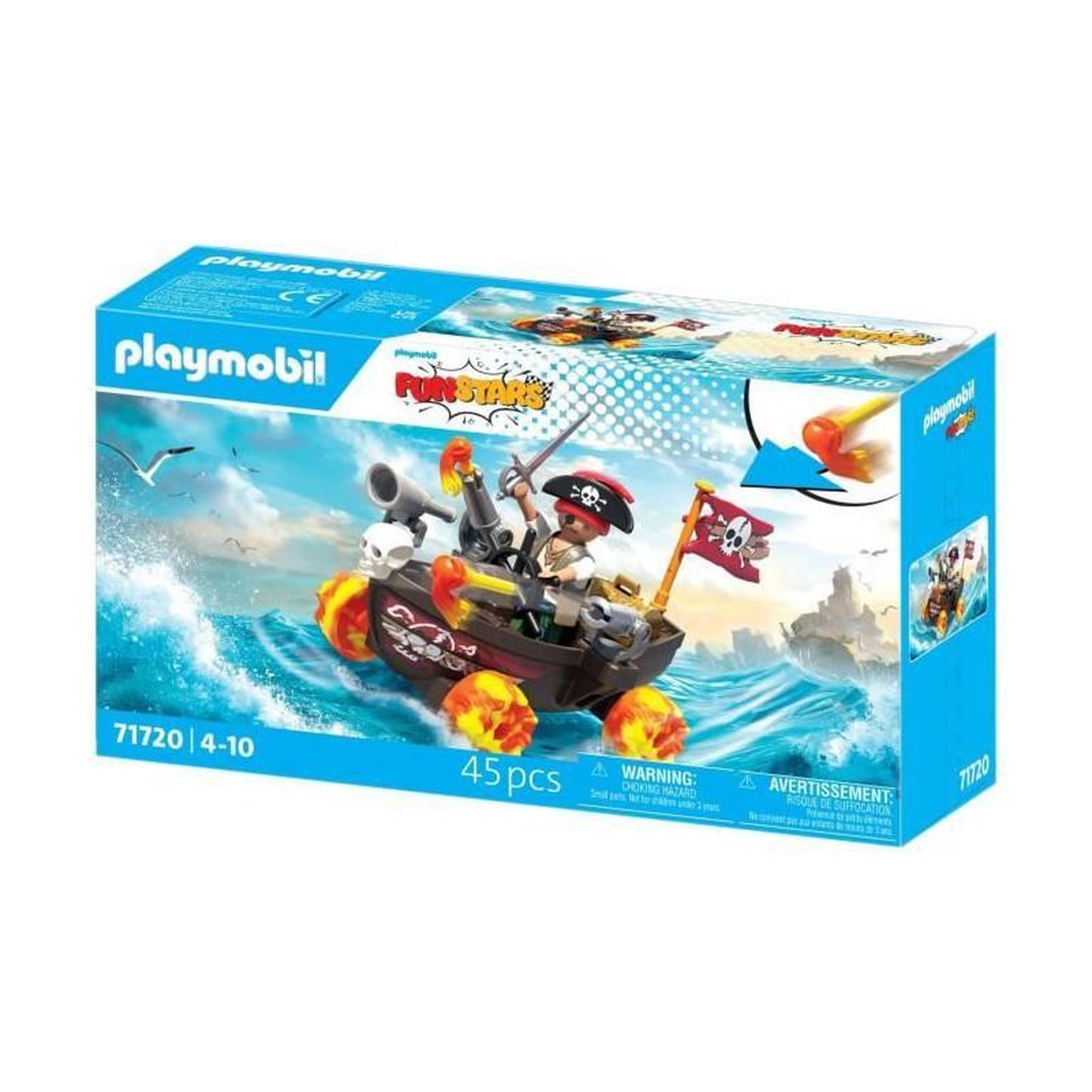 Voir la diapositive 4 : PLAYMOBIL Playmobil 71720 Kart bateau de pirate, Funstars, 45 pieces, Des 4 ans