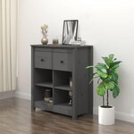 VIDAXL Buffet Gris 70x35x80 cm Bois massif de pin