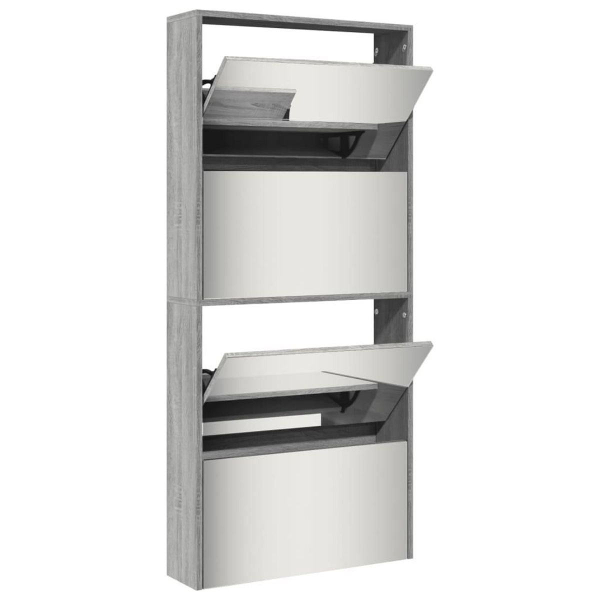 VIDAXL Armoire a chaussures miroir 4 niveaux sonoma gris 63x17x134 cm
