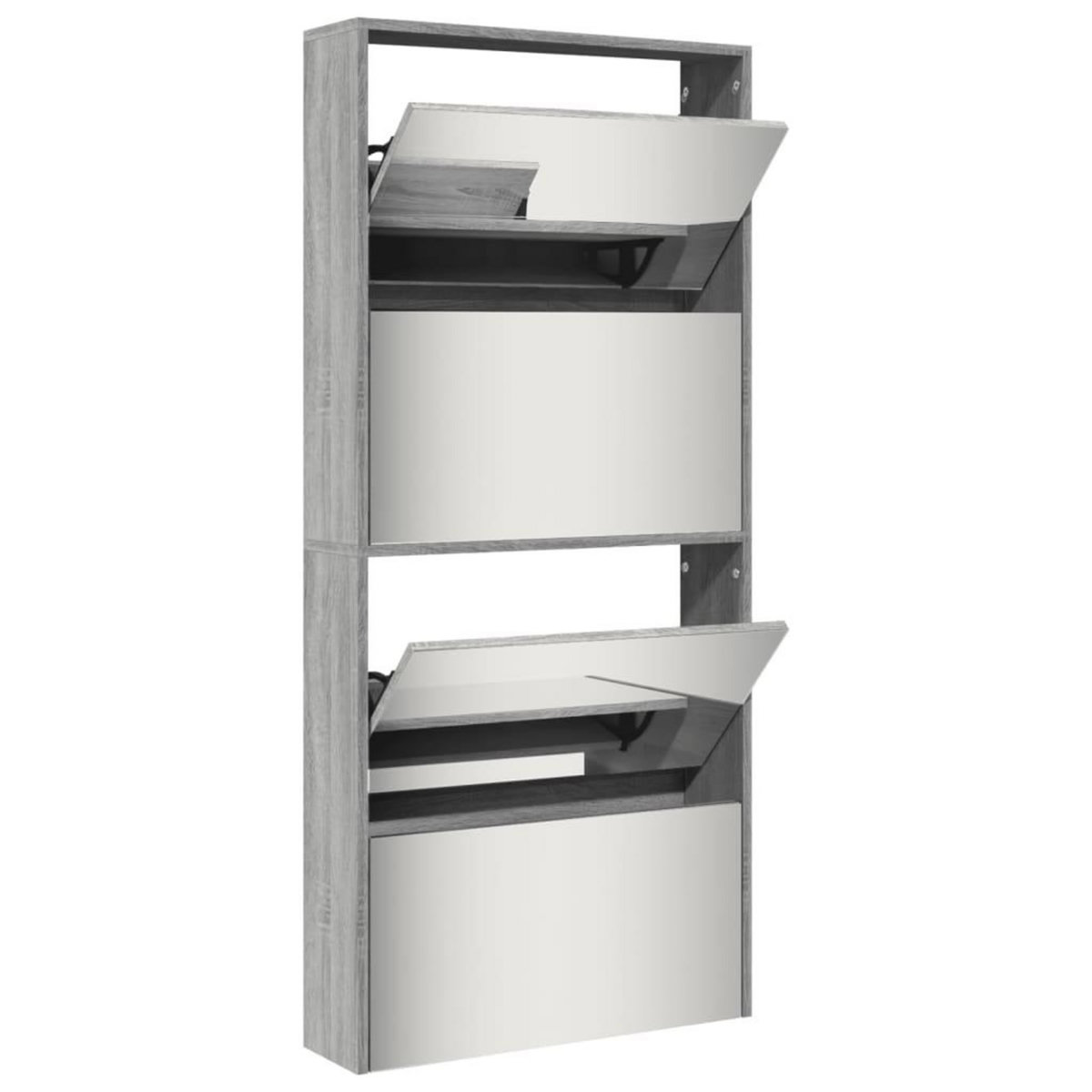 VIDAXL Armoire a chaussures miroir 4 niveaux sonoma gris 63x17x134 cm