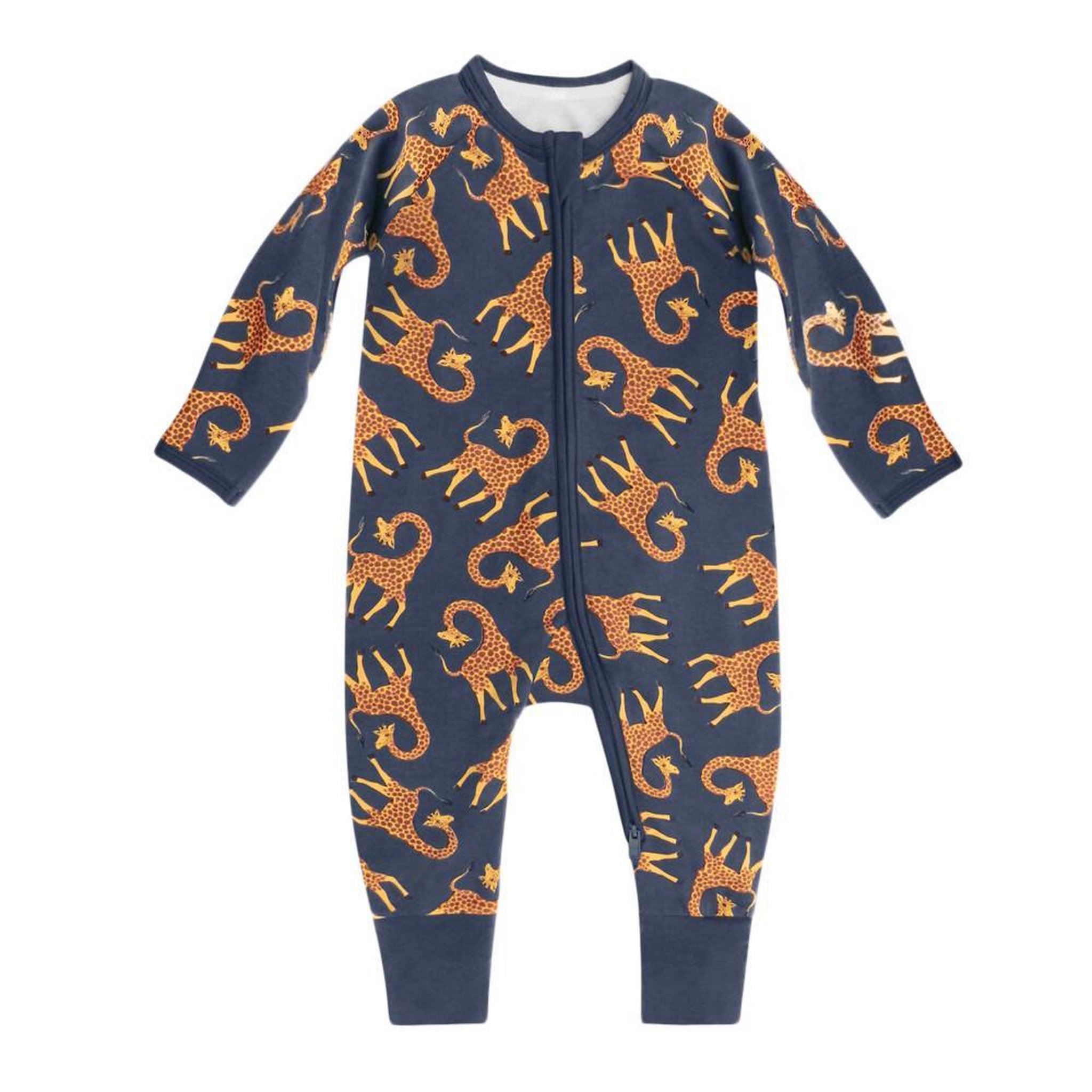 DIM Pyjama bébé manches longues bleu garçon dim girafes. Coloris disponibles : Bleu