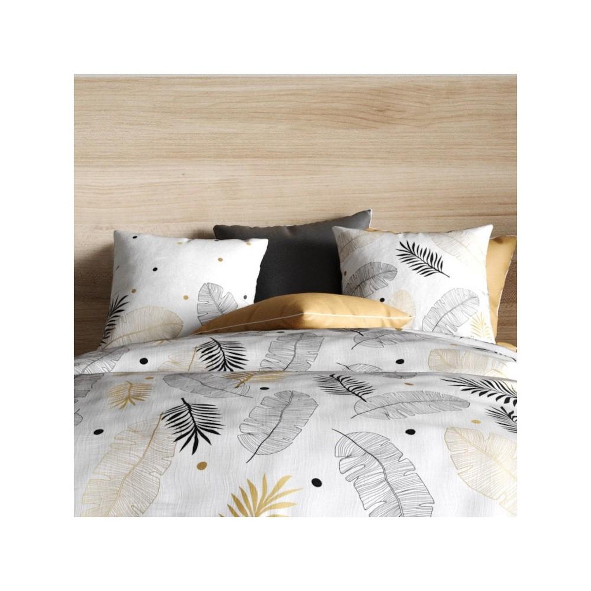 Voir la diapositive 2 : ATELIER DU COTON Housse de couette 200x200 ENVOLE + 2 taies coton 57 fils