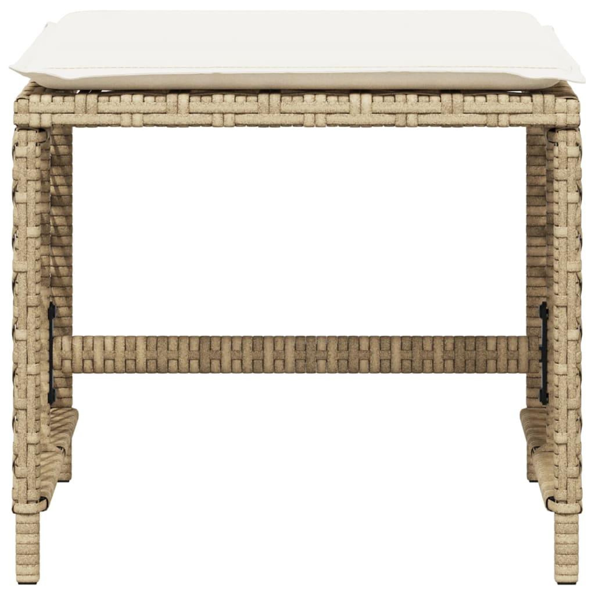 Voir la diapositive 5 : VIDAXL Tabourets de jardin et coussins lot de 4 beige 41x41x36cm rotin