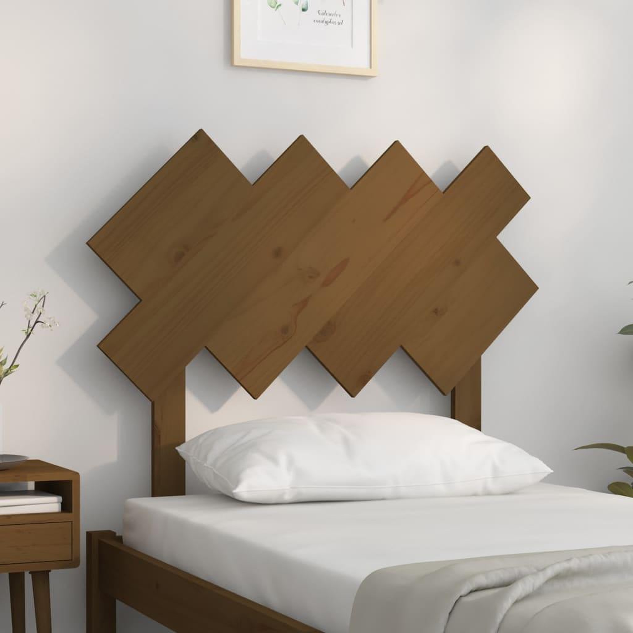 Voir la diapositive 3 : VIDAXL Tete de lit Marron miel 92x3x81 cm Bois massif de pin