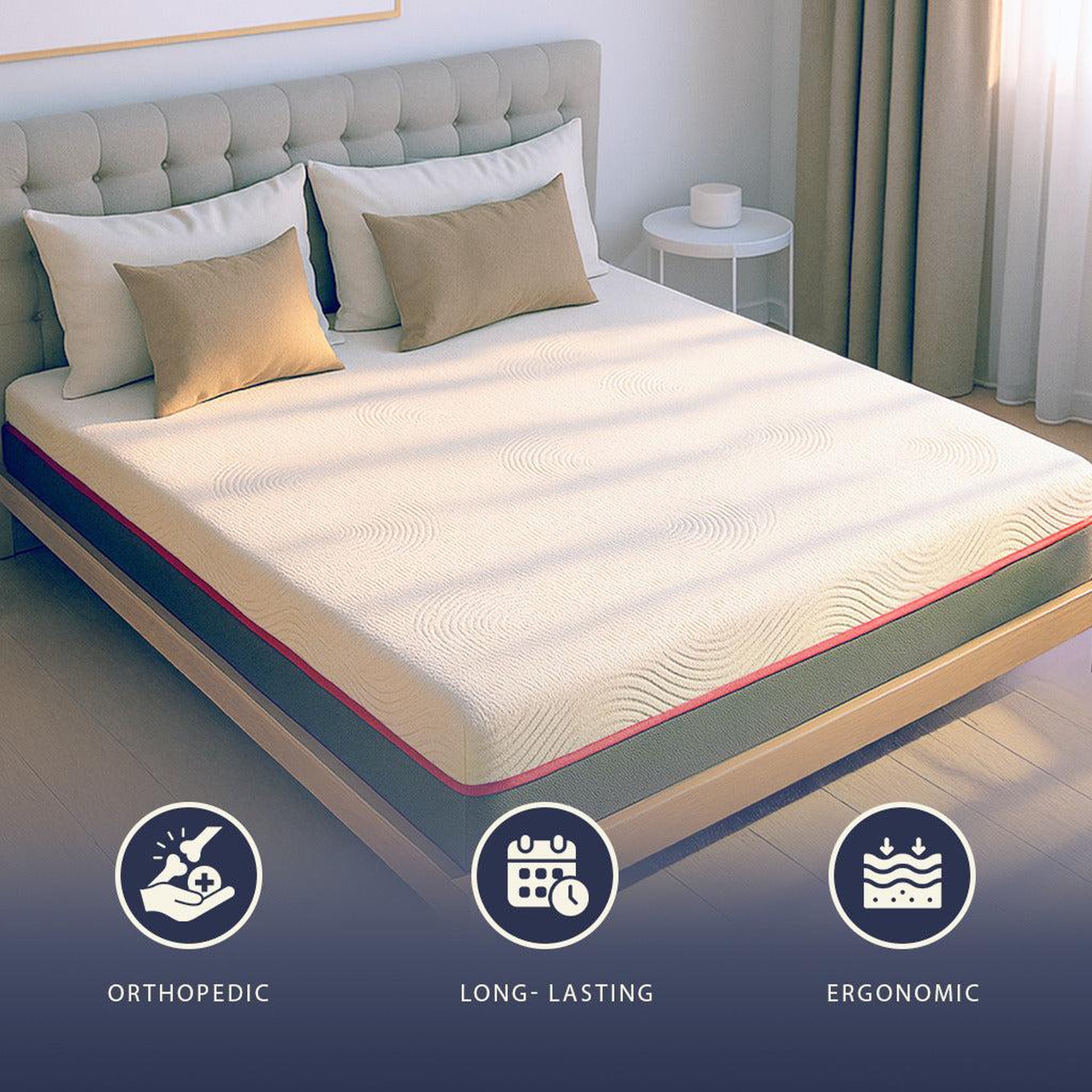 Voir la diapositive 3 : THE WHITE STONE Matelas 80x190 cm à Ressorts Ensachés & Mémoire de Forme | Hauteur 30 cm | Ergonomique, Hypoallergénique & Antibactérien | Made in Italy