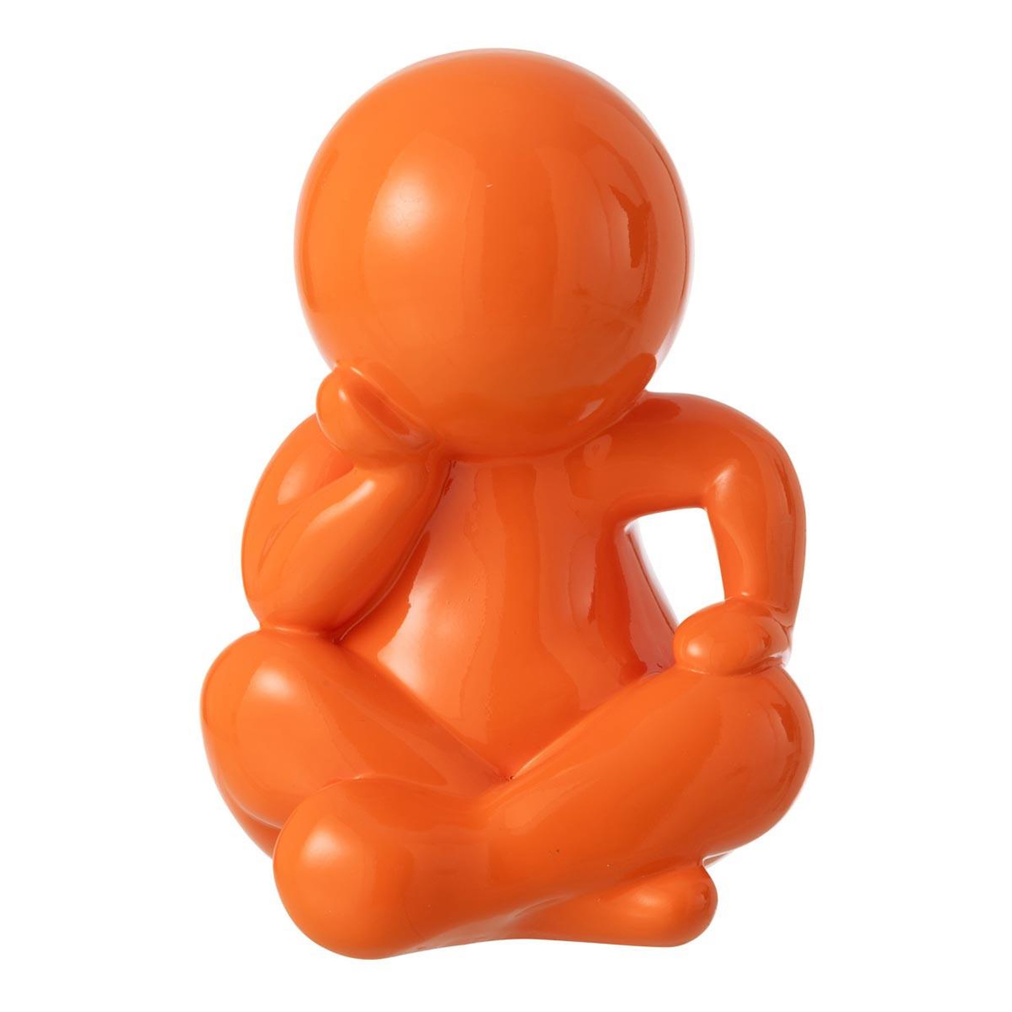 J-LINE Statuette déco unie  marcel  35cm orange foncé
