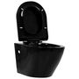 Voir la diapositive 2 : VIDAXL Toilette suspendue au mur sans rebord Ceramique Noir