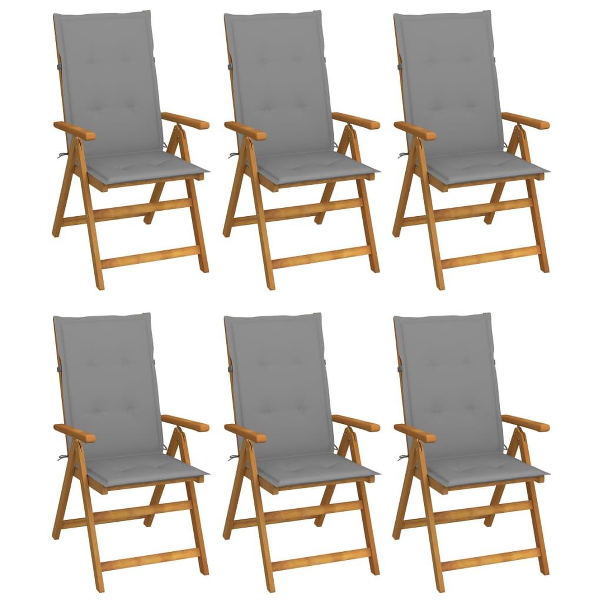 Voir la diapositive 1 : VIDAXL Chaises pliables de jardin lot de 6 avec coussins Bois d'acacia