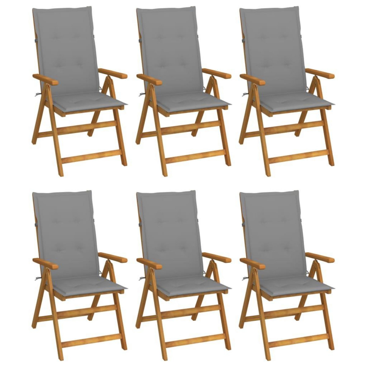 VIDAXL Chaises pliables de jardin lot de 6 avec coussins Bois d'acacia