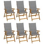 VIDAXL Chaises pliables de jardin lot de 6 avec coussins Bois d'acacia