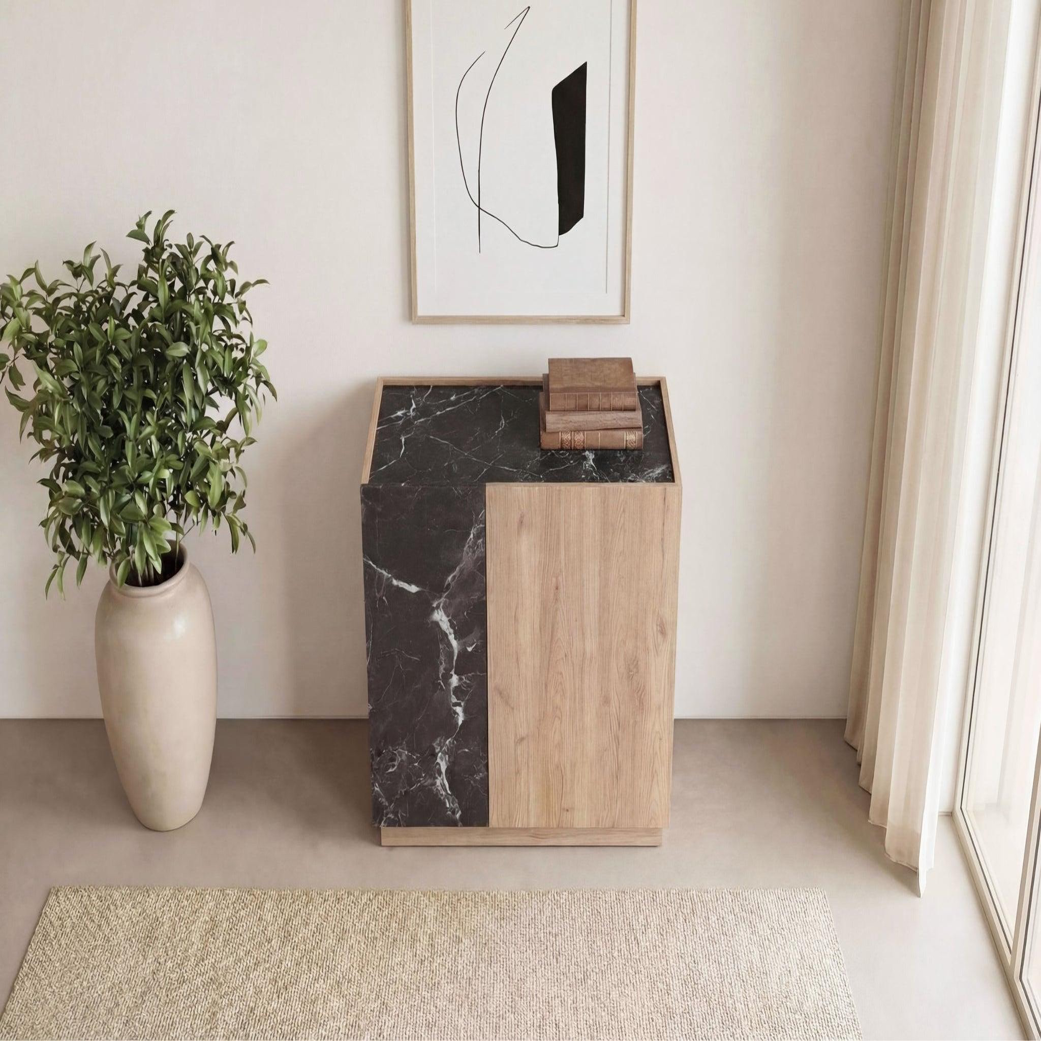 Voir la diapositive 4 : CASANOVA PARIS Auren - mini commode 2 portes 80cm en mélamine - chêne clair
