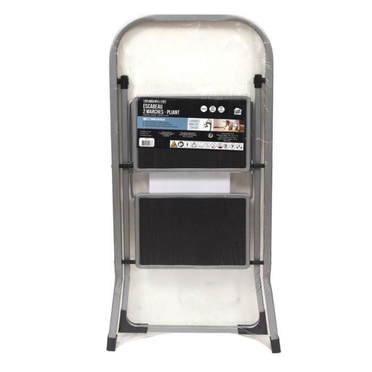 Paris Prix Escabeau 2 Marches en Métal  Confort  81cm Gris