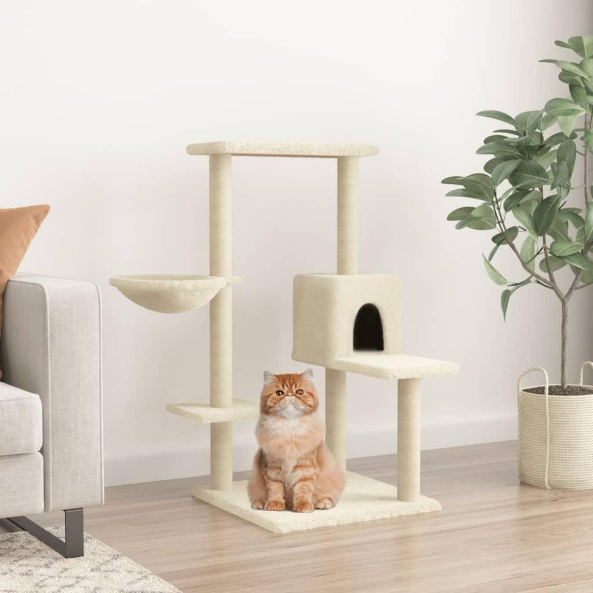 VIDAXL Arbre a chat avec griffoirs en sisal Creme 95 cm