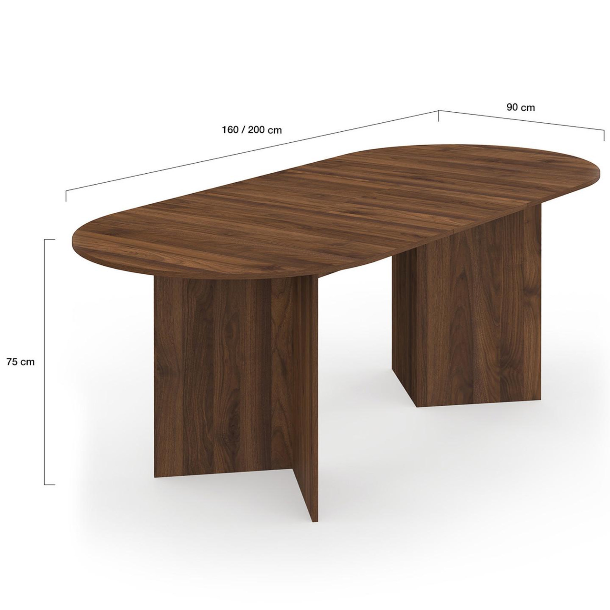 Voir la diapositive 5 : ID MARKET Table à manger extensible ovale marthe 6 -10 personnes noyer 160-200 cm
