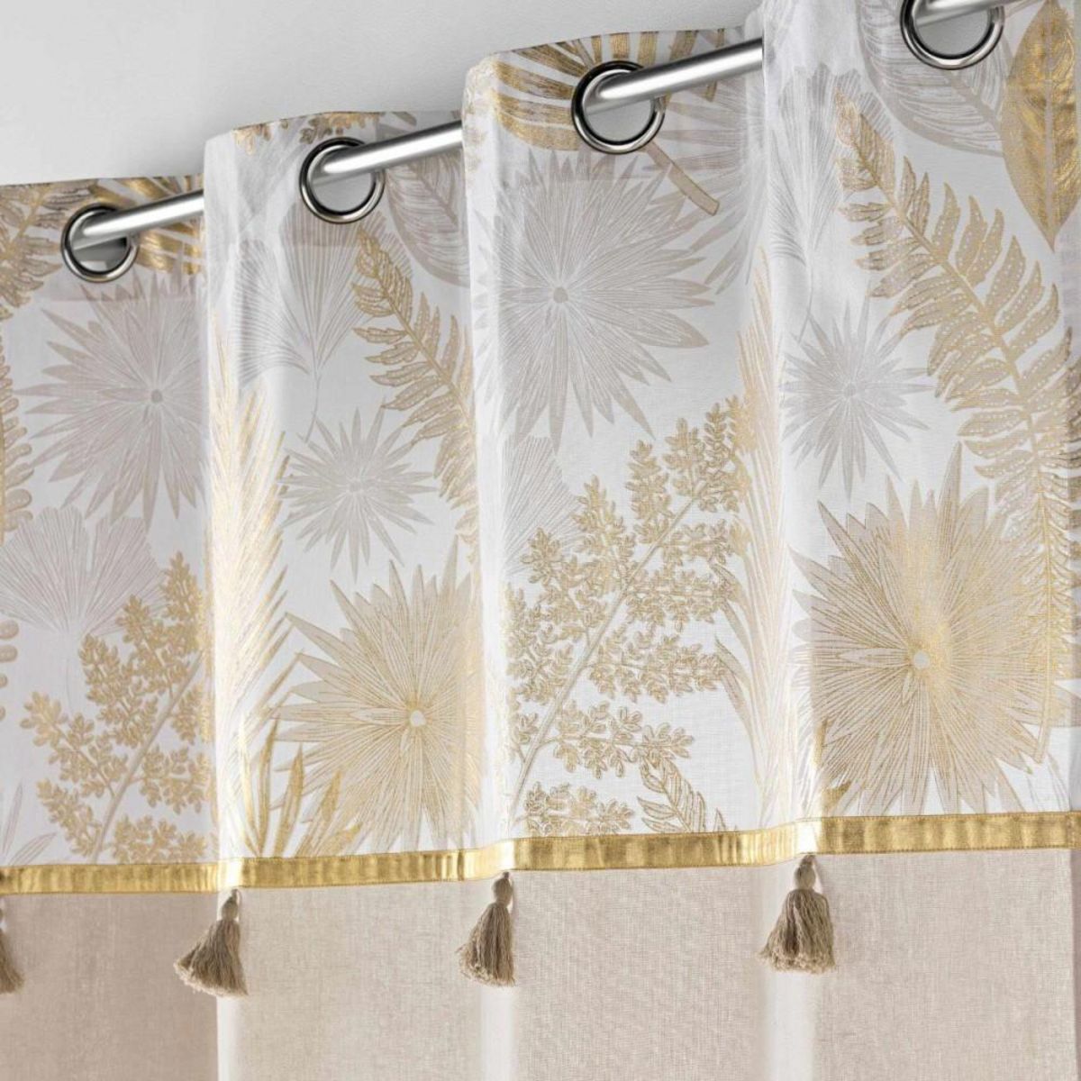 Douceur d'Intérieur Rideau à œillets 140x240 MELISSE à pompons et top métallisé