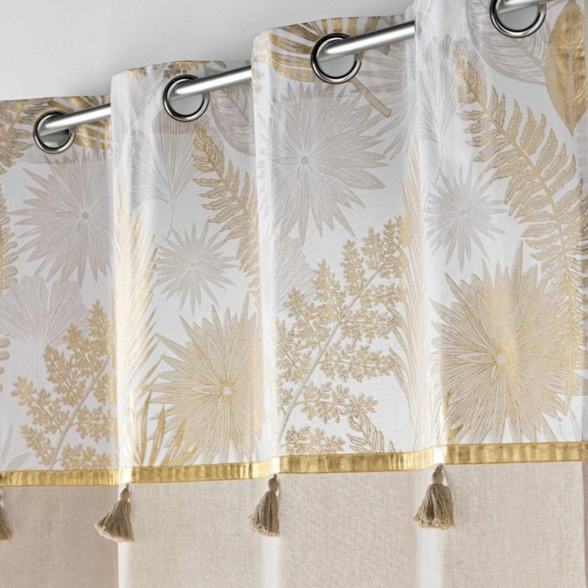 Douceur d'Intérieur Rideau à œillets 140x240 MELISSE à pompons et top métallisé