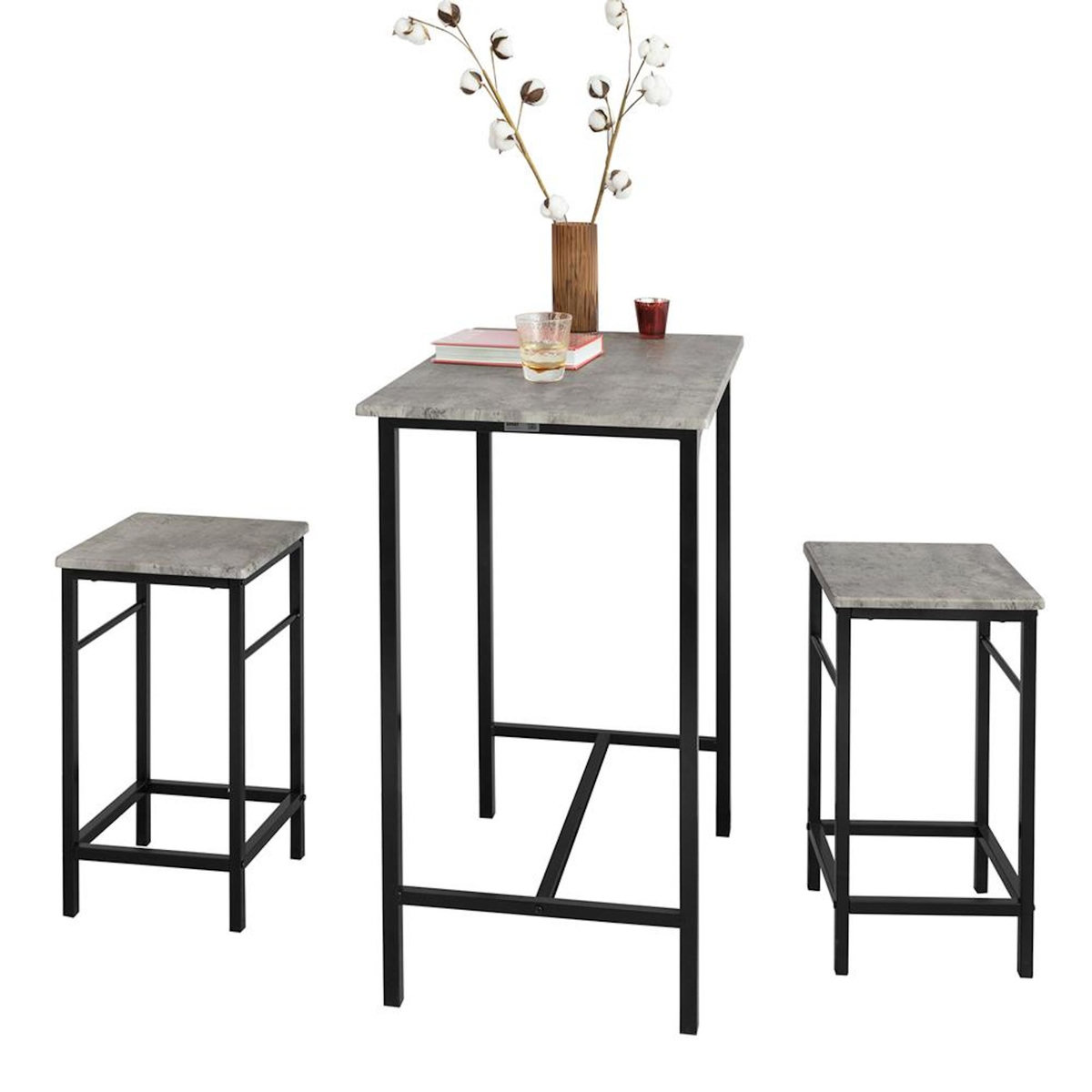 SOBUY SoBuy - Ensemble Table Et 2 Tabourets - Industriel - OGT10