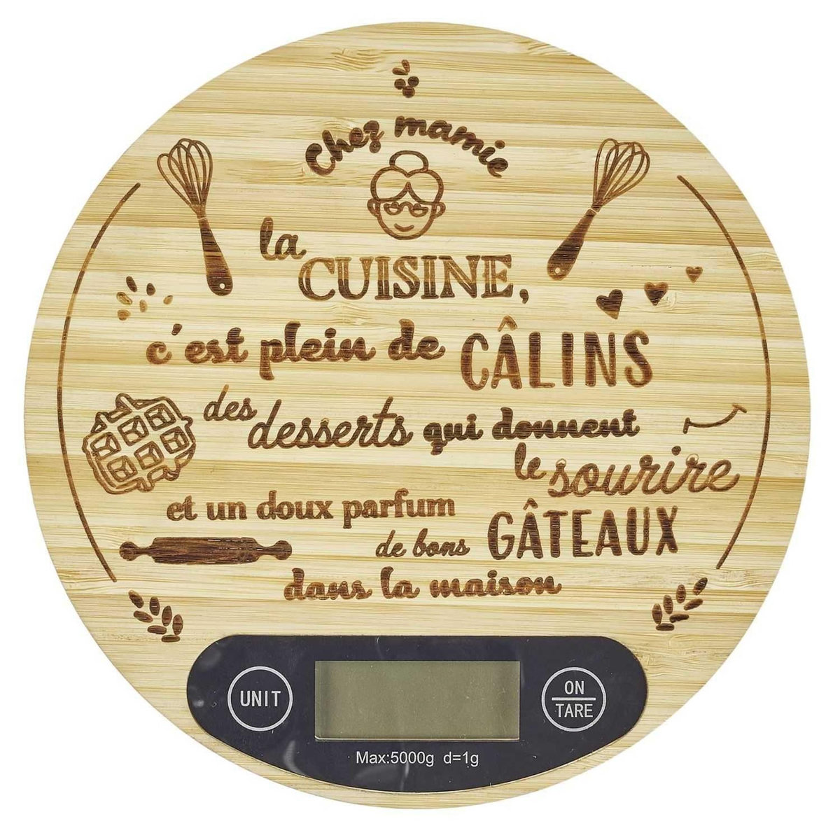 Lily Cook Balance de cuisine électronique en bois - Beige