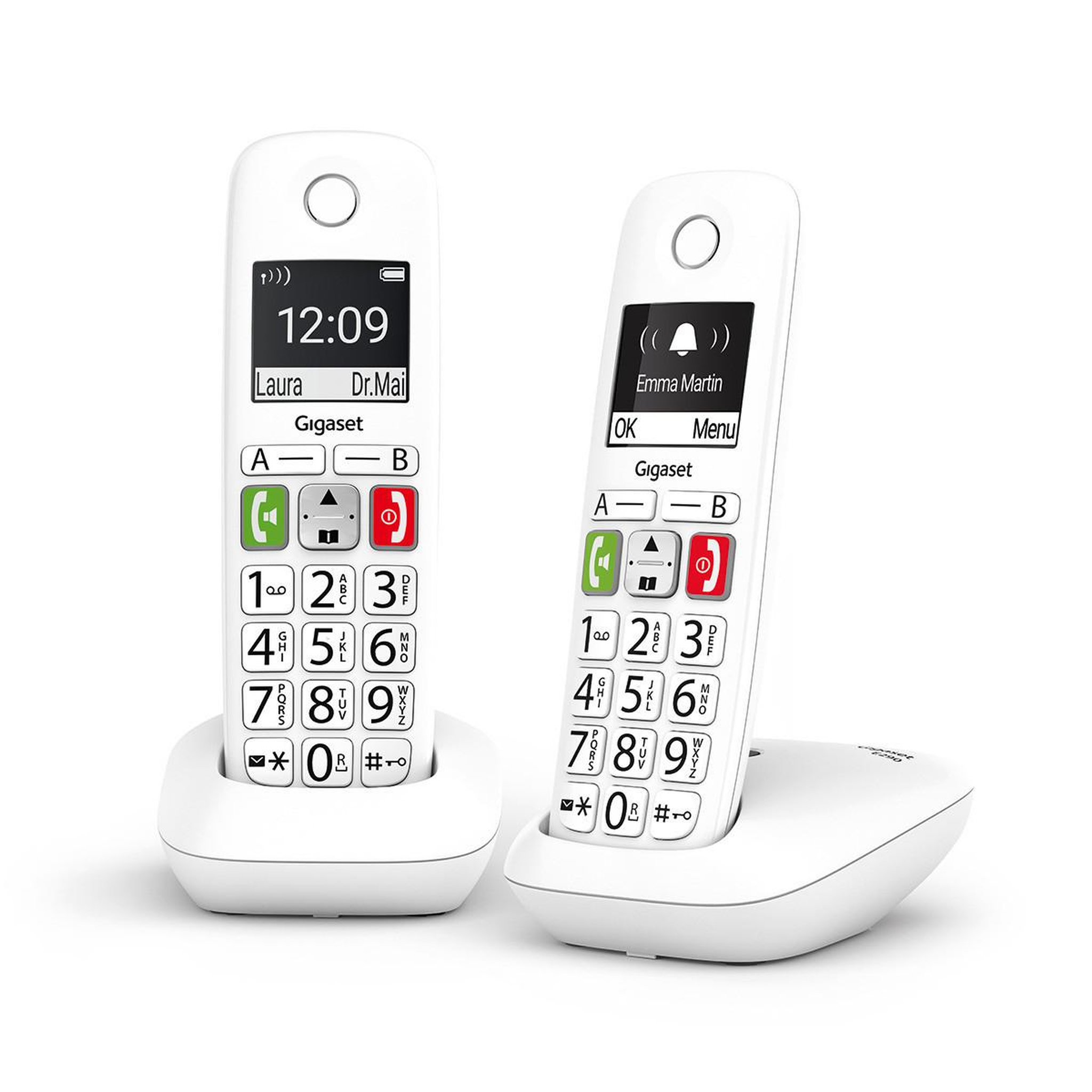 Voir la diapositive 3 : GIGASET Téléphone analogique DECT Gigaset E290 Duo avec identification de l'appelant Blanc