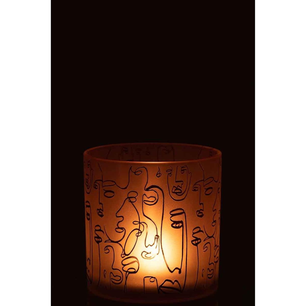 Paris Prix Photophore en Verre  Happy Faces  15cm Terracotta