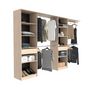 Voir la diapositive 5 : EKIPA EKIPA Dressing extensible - 2 colonnes avec 2 tiroirs et 10 étageres + 4 penderies - Décor chene - L 320 x P 40 x H 200 cm - D