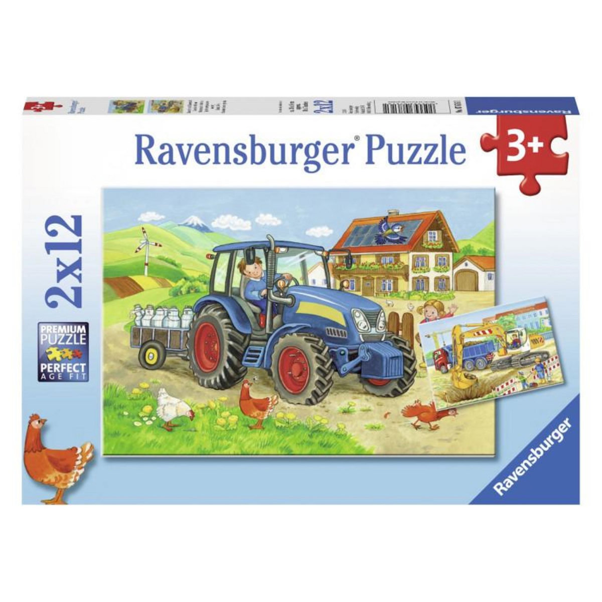RAVENSBURGER RAVENSBURGER On the Construction Site and Farm Puzzle, 2x12st.