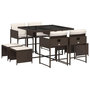 Voir la diapositive 2 : VIDAXL Ensemble a manger de jardin et coussins 9 pcs marron poly rotin