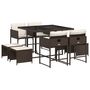 Voir la diapositive 2 : VIDAXL Ensemble a manger de jardin et coussins 9 pcs marron poly rotin