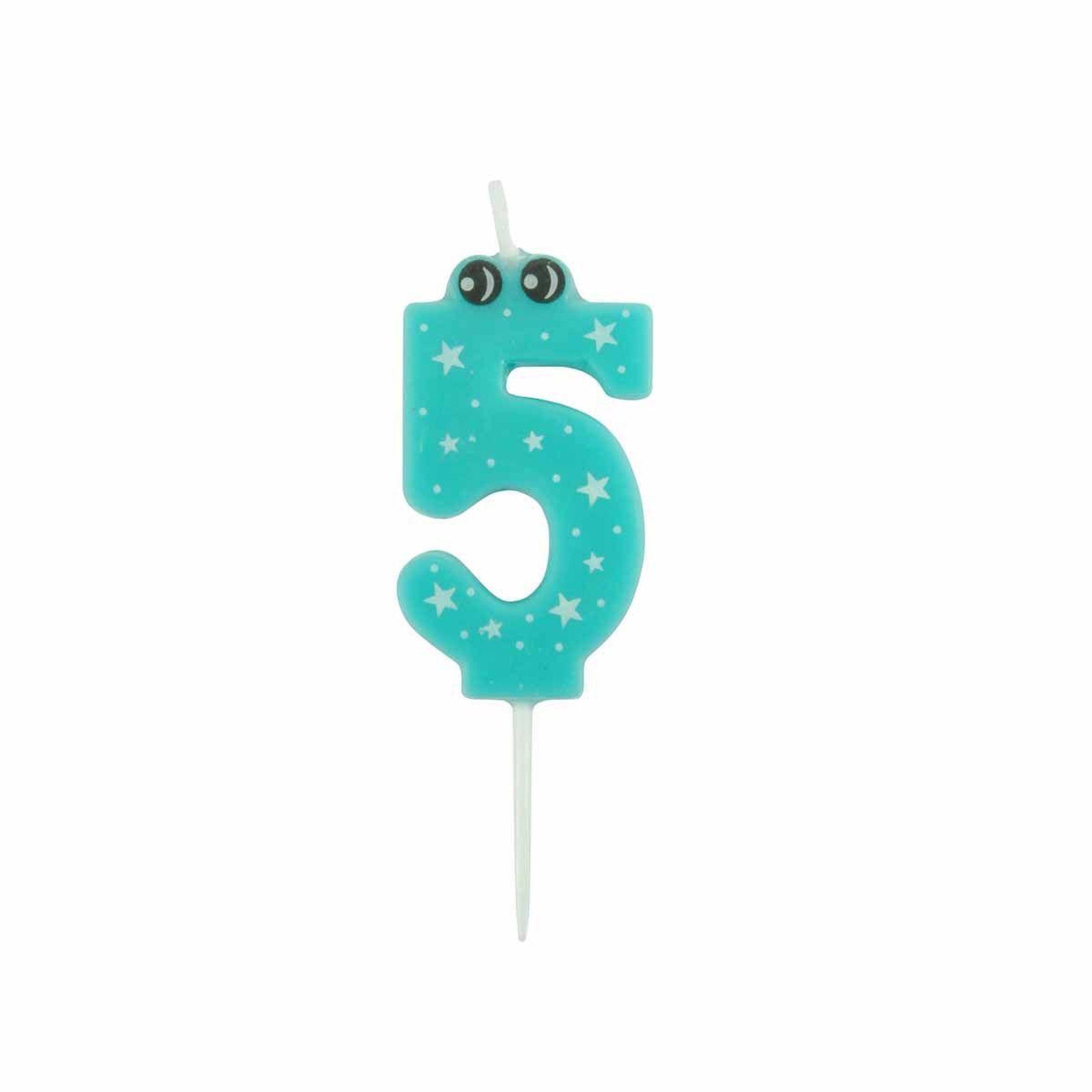 HOMEA Bougie d'Anniversaire  Chiffre 5  5cm Bleu
