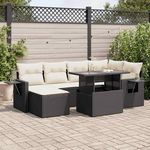 VIDAXL Salon de jardin 7 pcs avec coussins noir resine tressee