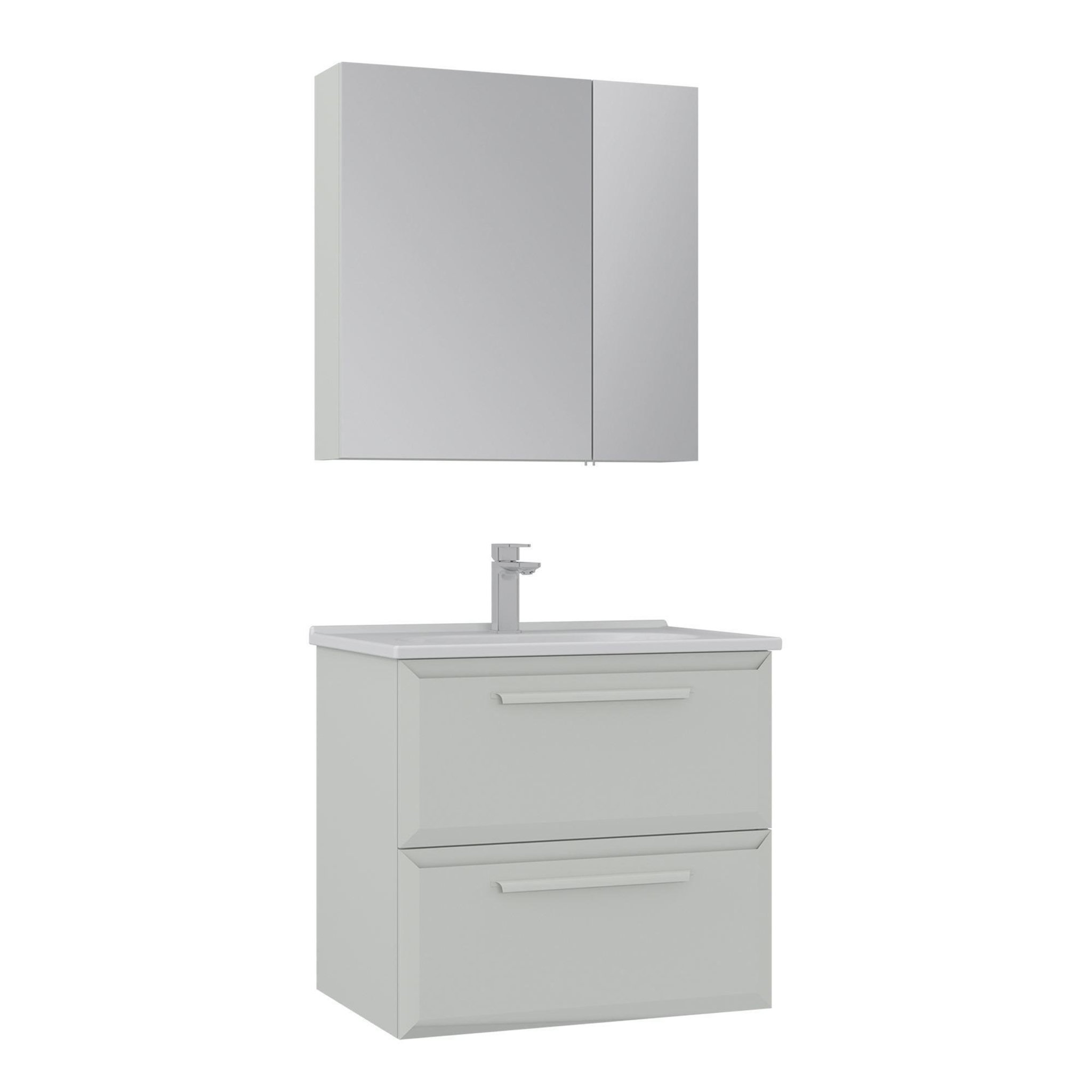 Habitat et Jardin Meuble avec simple vasque et miroir  Nuvola 65 v2  - 65 x 50 x 62 cm - Cashmere