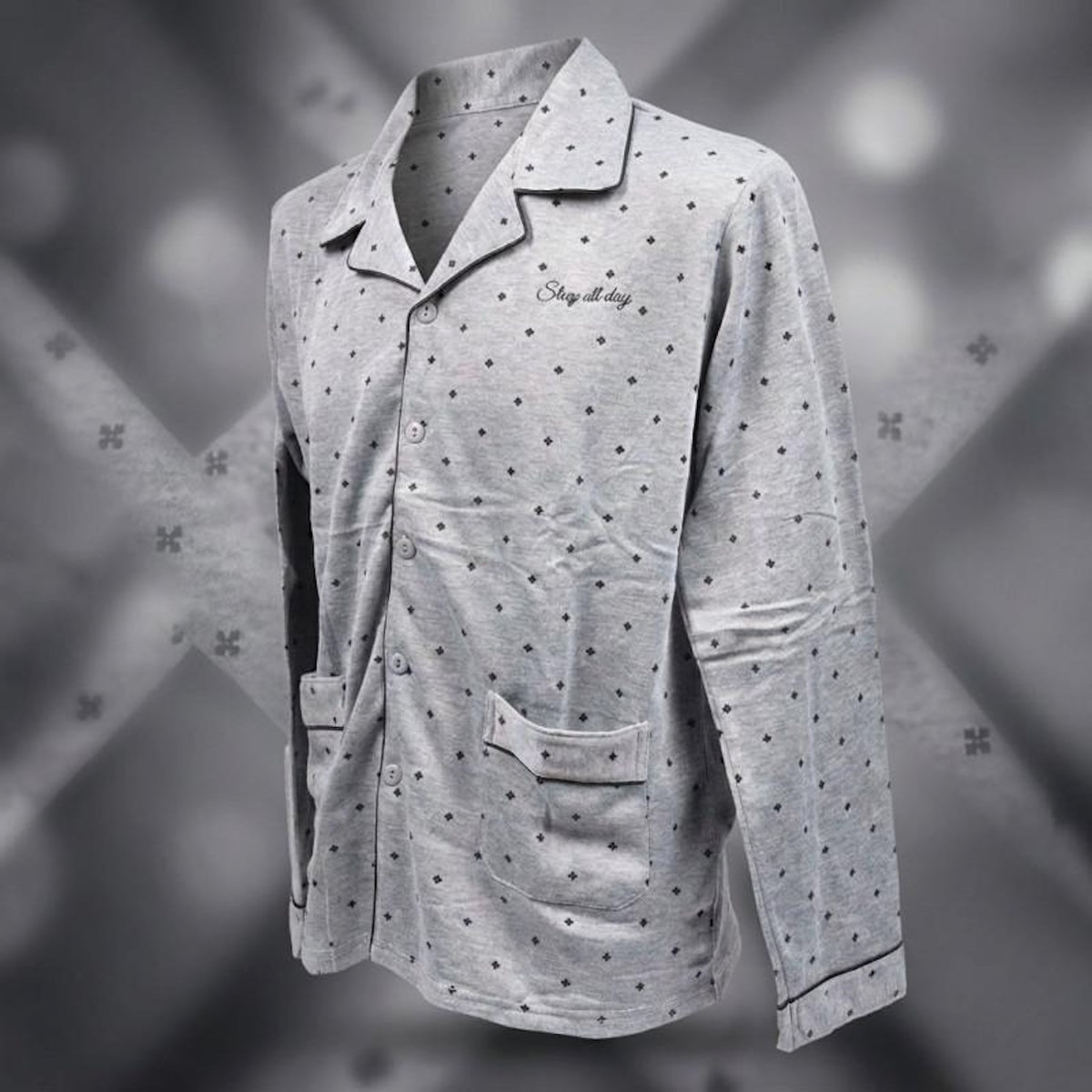 OZABI Pyjama Homme Long Boutonne Col Chemise Ultra Doux