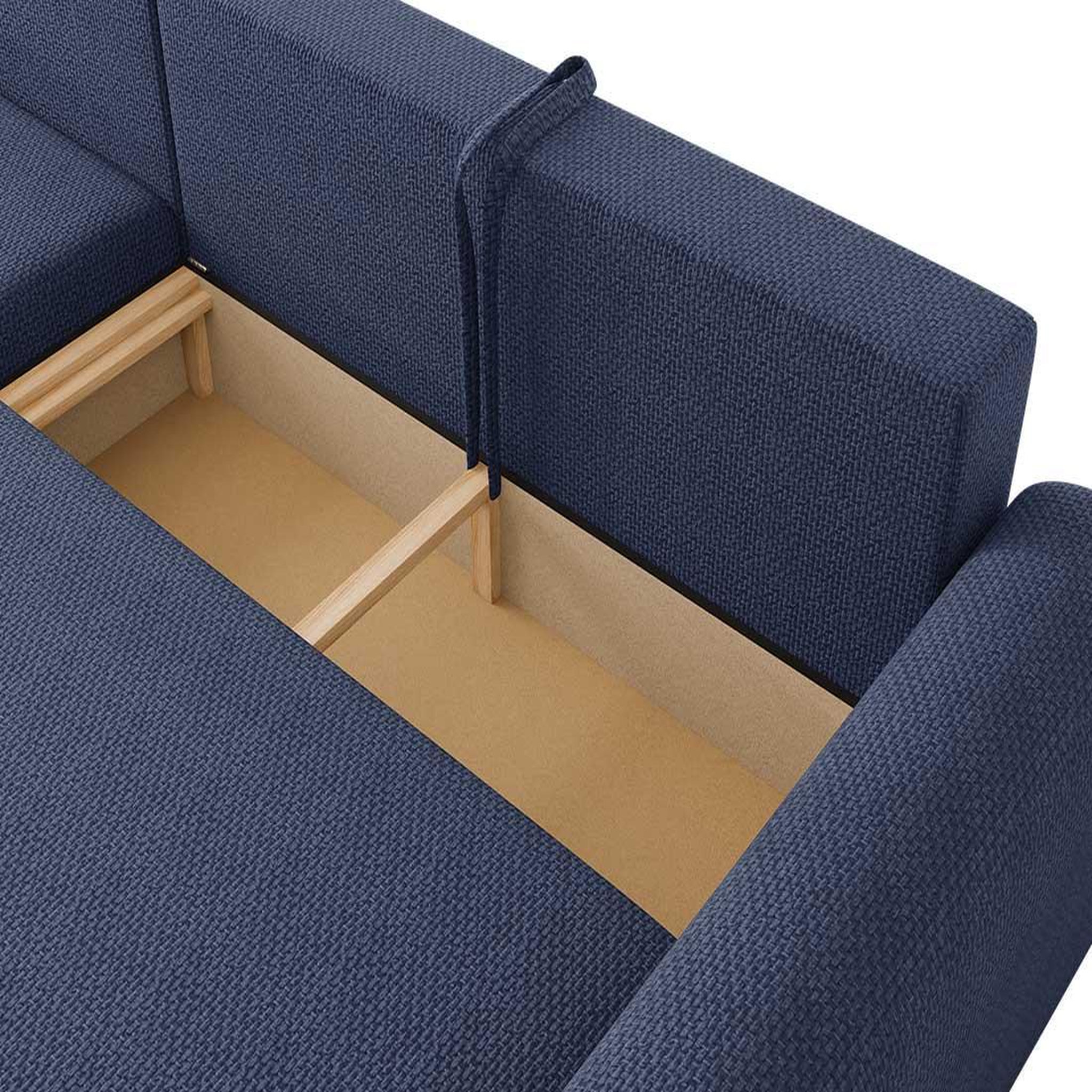 Voir la diapositive 4 : BEST MOBILIER Rosalie - canapé d'angle réversible 4 places convertible avec coffre en velours texturé