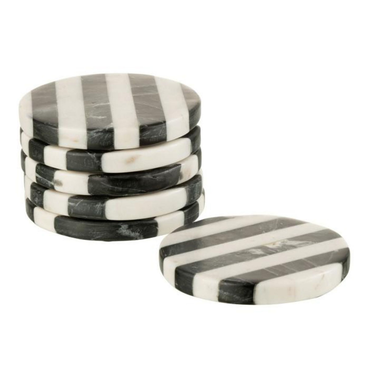 Paris Prix Lot de 6 Dessous de Verre Marbre  Streepy  10cm Noir