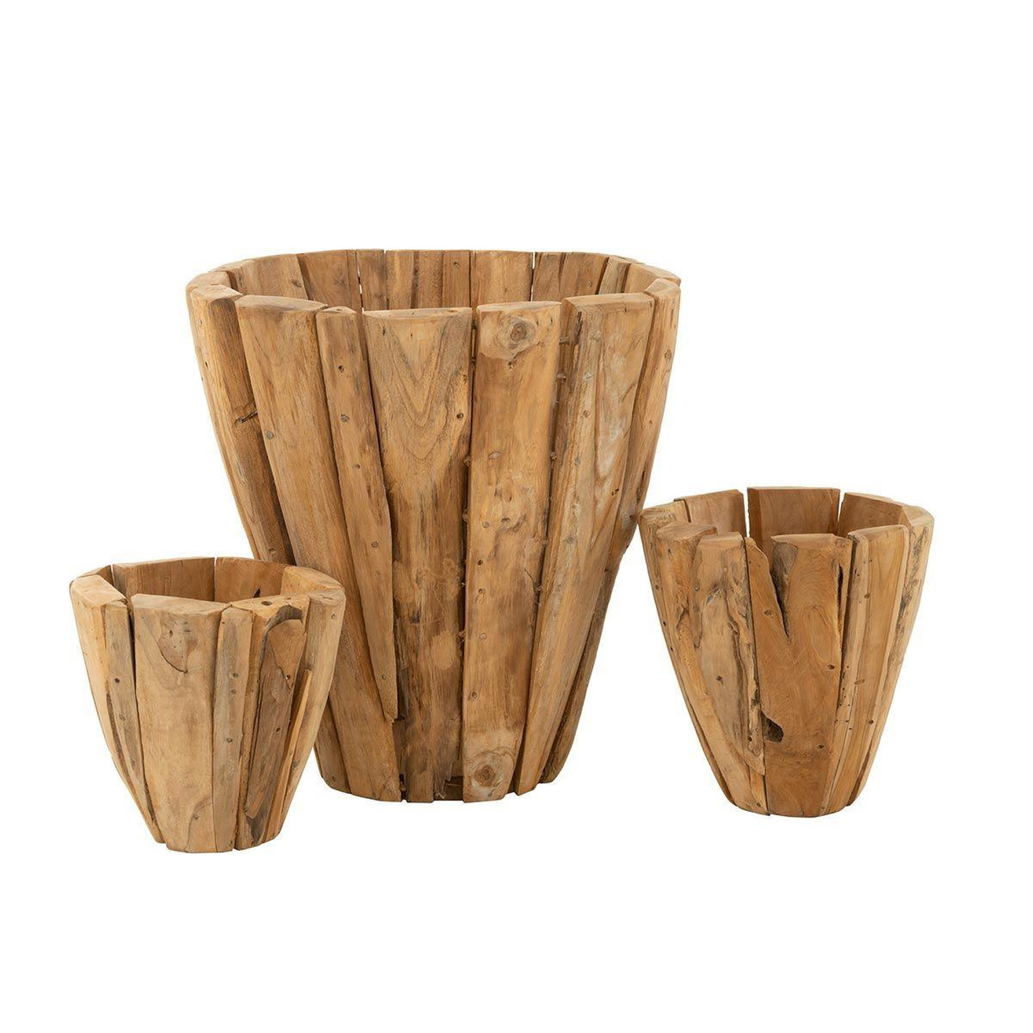 Voir la diapositive 2 : J-LINE Cache-Pot en Bois  Jack Teck  40cm Naturel