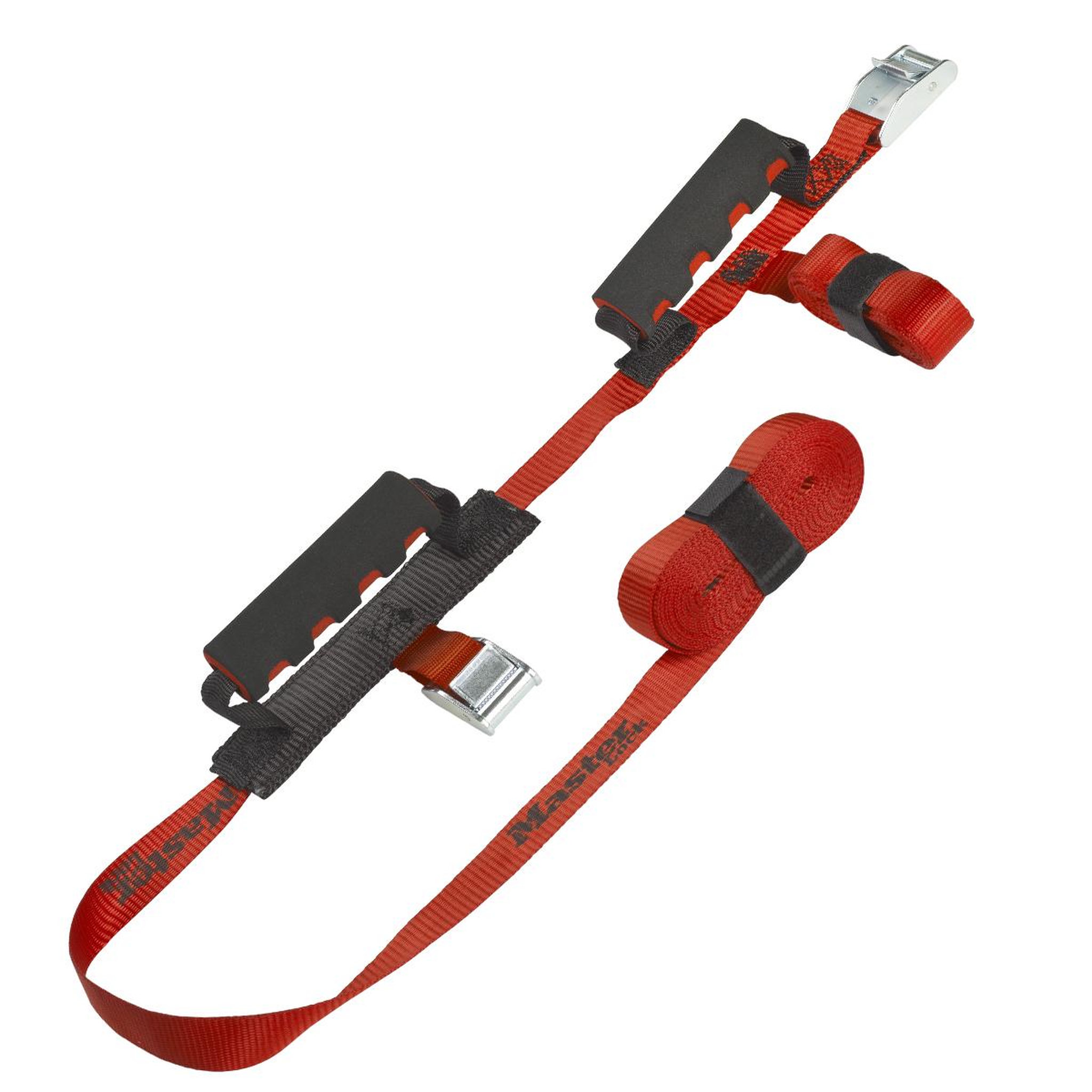Master lock 3126eurdat 2 sangles avec boucle et poignée de portage, rouge, 2,50m x 25mm + 5,5m x 25mm sangles