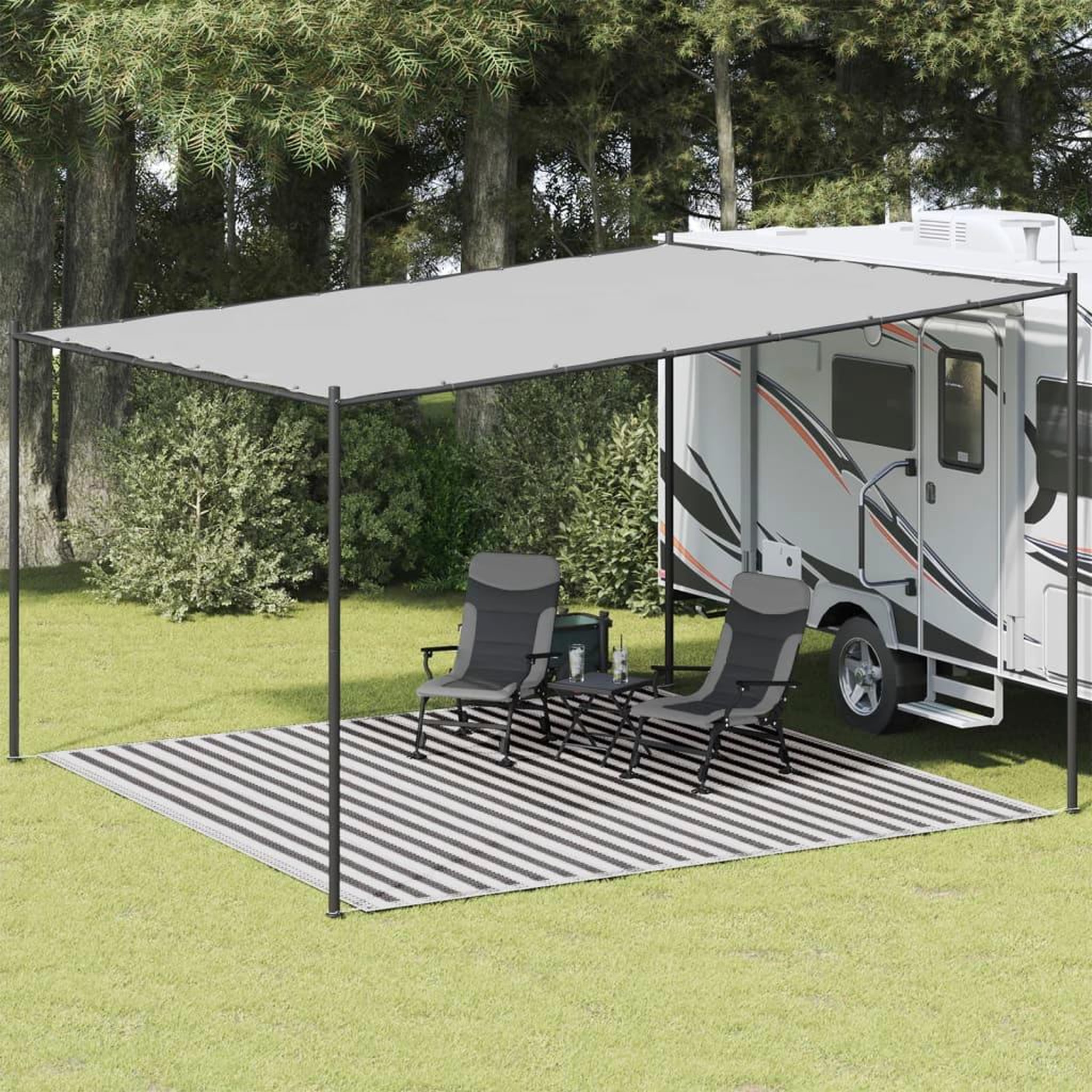 Voir la diapositive 1 : VIDAXL Tapis de tente anthracite et blanc 400x400 cm PEHD