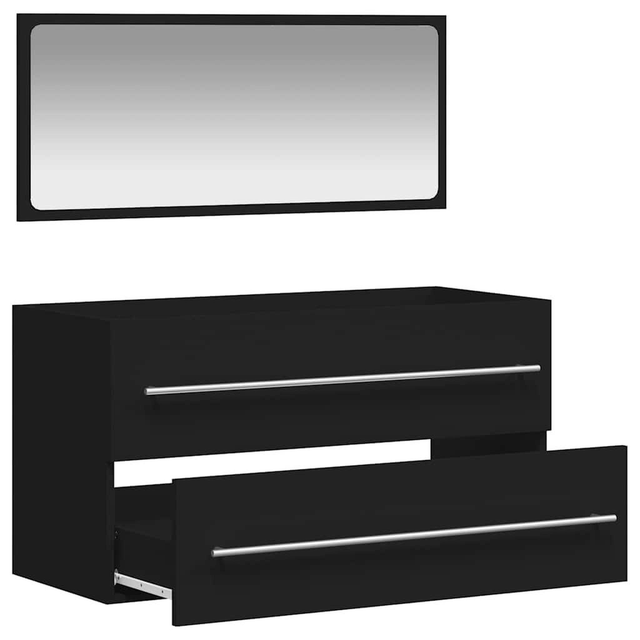 Voir la diapositive 4 : VIDAXL Armoire de salle de bain avec miroir noir bois d'ingenierie