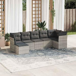 VIDAXL Salon de jardin avec coussins 7 pcs gris clair resine tressee