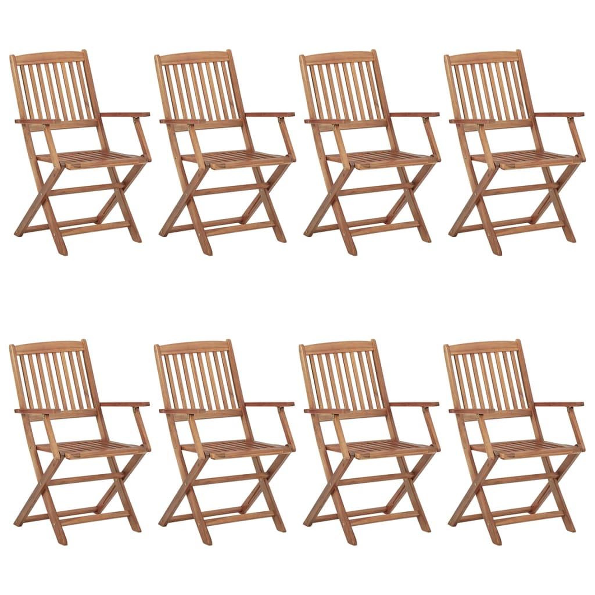 Voir la diapositive 2 : VIDAXL Chaises pliables de jardin lot de 8 avec coussins Bois d'acacia