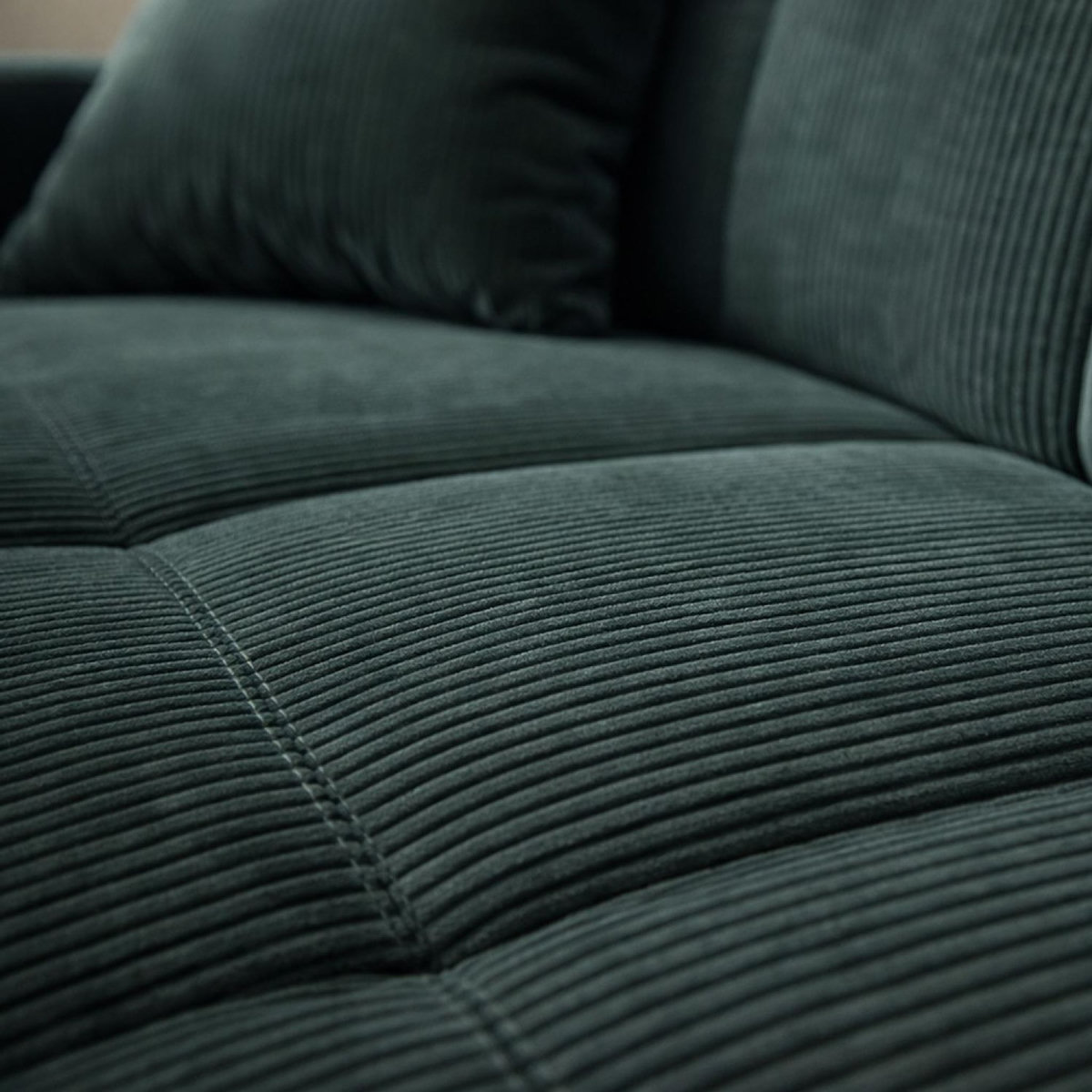 CONCEPT USINE Canapé convertible avec coffre en velours côtelé vert 3 places ADARE