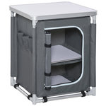 OUTSUNNY Cuisine de camping - armoire de camping - plan de travail, nombreux rangements, sac transport inclus - armature alu. Oxford gris