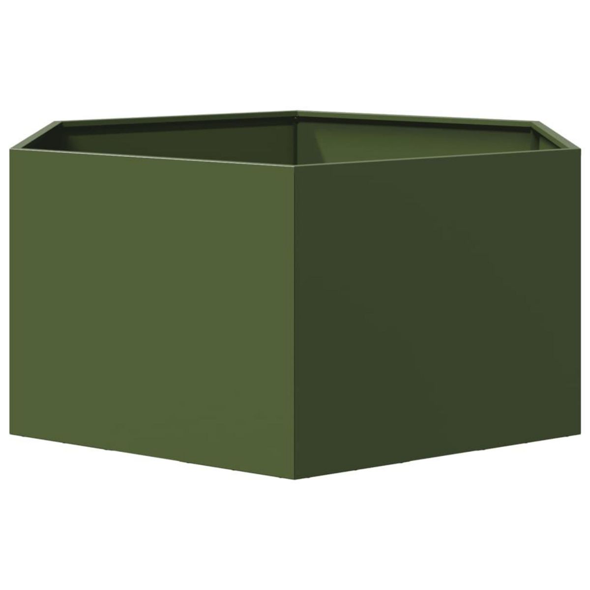 VIDAXL Jardiniere vert olive hexagone 104x90x45 cm acier