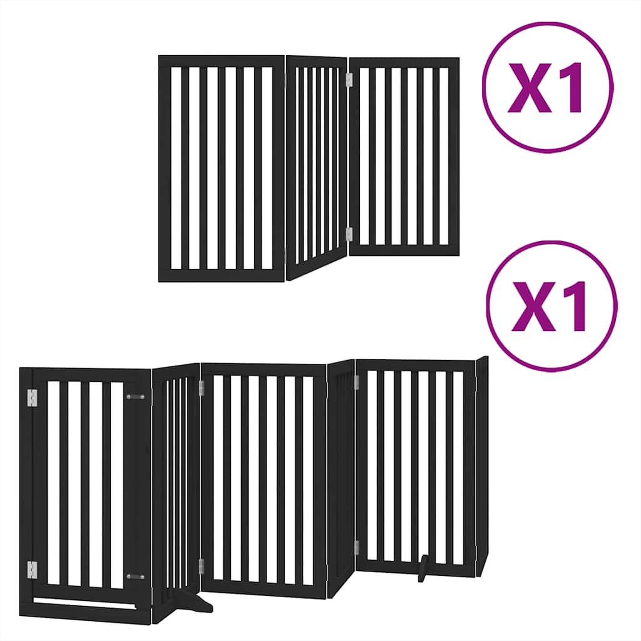 Voir la diapositive 2 : VIDAXL Barriere pour chien porte pliable 9 panneaux noir bois peuplier